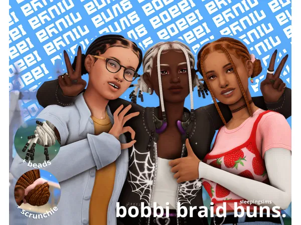 Maxis Match BOBBI BRAID BUNS by sleepingsims - The Sims 4 Custom Content