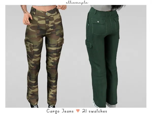 Alpha elliesimple cargo jeans - The Sims 4 Custom Content