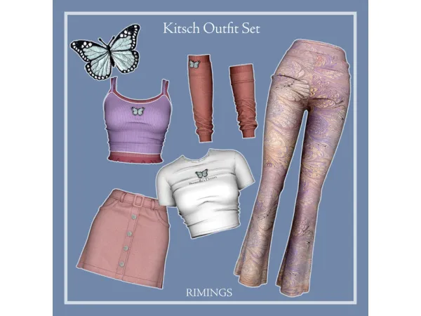 Alpha [RIMINGS] Kitsch Outfit Set - The Sims 4 Custom Content