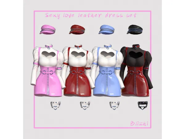 Alpha [Bailizhi] Love leather dress set - The Sims 4 Custom Content