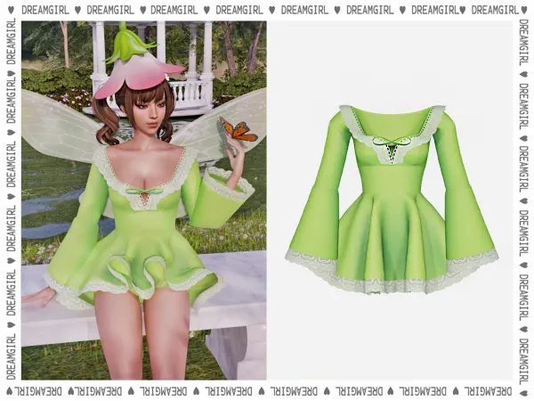 Alpha RUFFLE LACE SATIN DRESS - The Sims 4 Custom Content