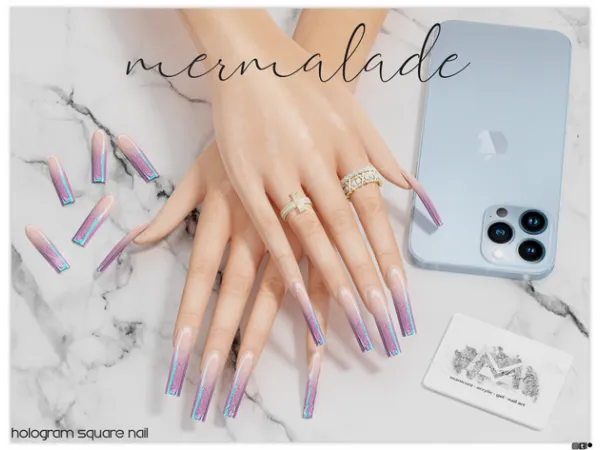 Alpha Fashion Guru Hologram Square Nail by mermalade - The Sims 4 Custom Content