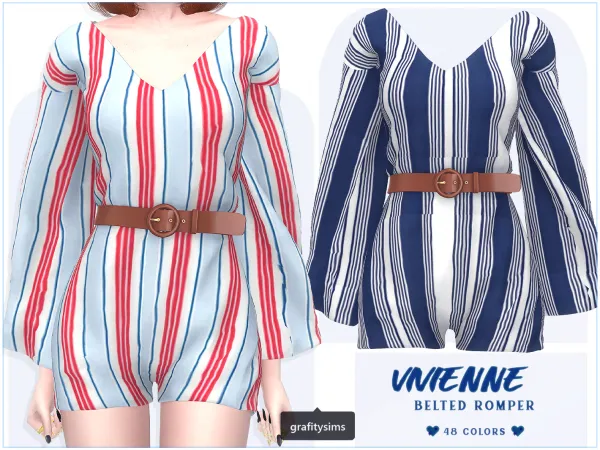 Alpha Vivienne Belted Romper - The Sims 4 Custom Content
