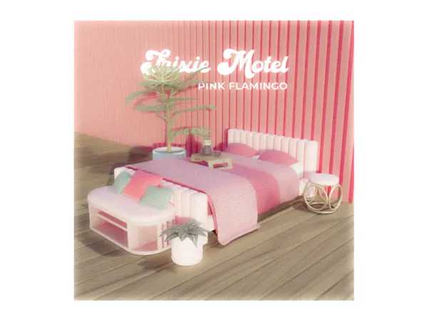 Mix Trixie Motel Pink Flamingo ( 14 items ) by Aphroditesims - The Sims 4 Custom Content