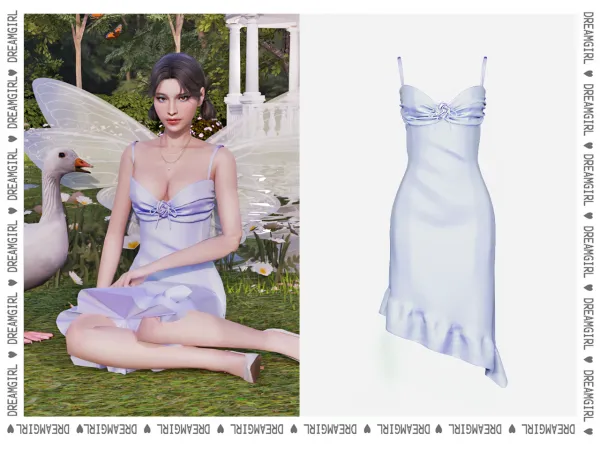 Alpha [ DREAMGIRL ] TWIRL FLOWER SLIP DRESS - The Sims 4 Custom Content