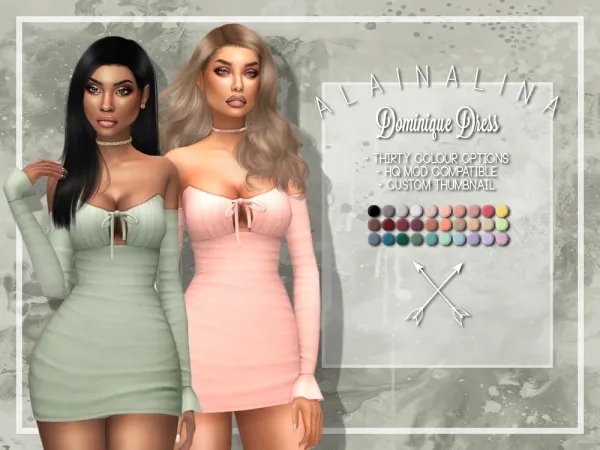 Maxis Match Dominique Dress by alainalina - The Sims 4 Custom Content