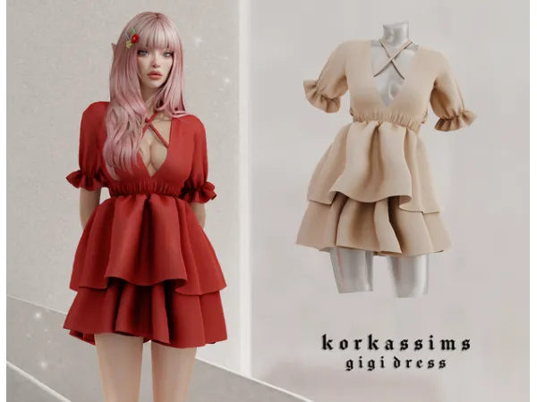 Alpha GIGI DRESS by korkassims - The Sims 4 Custom Content