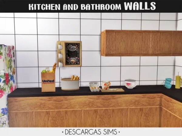 Alpha Kitchen And Bathroom WALLS - The Sims 4 Custom Content