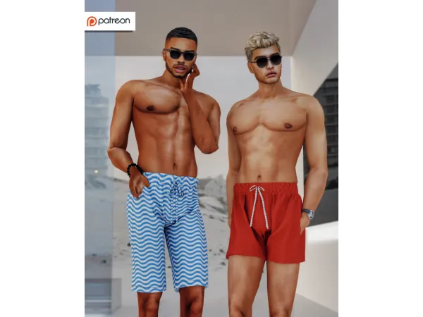 Alpha Hit The Beach Collection Male 2 Swimming Shorts by Camuflaje - The Sims 4 Custom Content