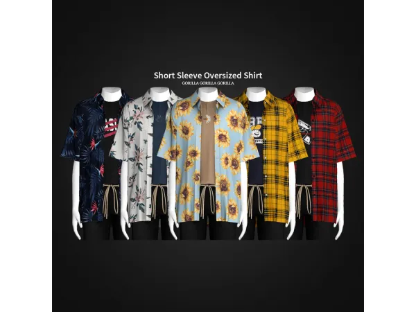 Alpha Short Sleeve Oversized Shirt by gorillax3 - The Sims 4 Custom Content