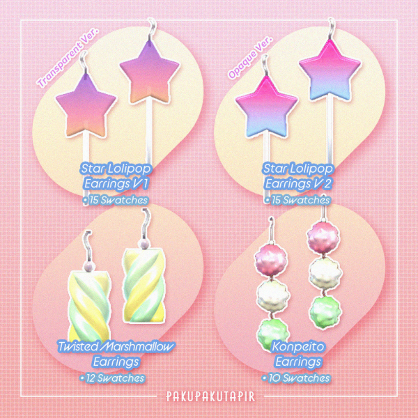 Maxis Match Candy Time Earrings Set by simsfinds - The Sims 4 Custom Content