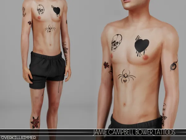 Mix Jamie Campbell Bower tattoos - The Sims 4 Custom Content