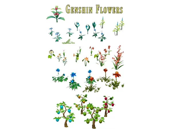 Mix Genshin Flowers Auditore by Natalia - The Sims 4 Custom Content