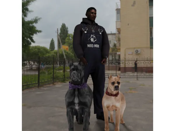 Alpha Public CS Tupac Overalls Dog Bandana by Crunchystufff - The Sims 4 Custom Content