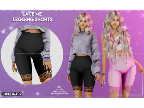 Alpha lynxsimz Lace Me Legging Shorts - The Sims 4 Custom Content