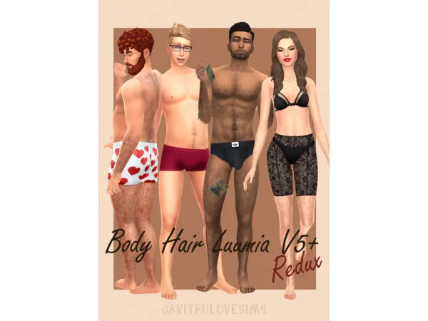 Maxis Match Body Hair Luumia V5 Redux by Javi Trulove - The Sims 4 Custom Content