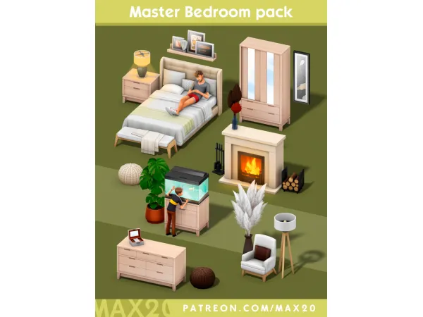 Maxis Match Master bedroom pack by Max 20 - The Sims 4 Custom Content