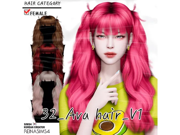 Alpha Ava hair_V1 by Reina Sims4 - The Sims 4 Custom Content