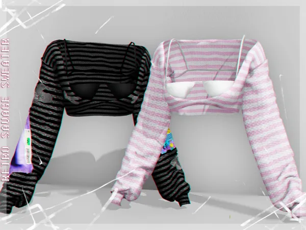 Alpha retro sweater babyetears - The Sims 4 Custom Content