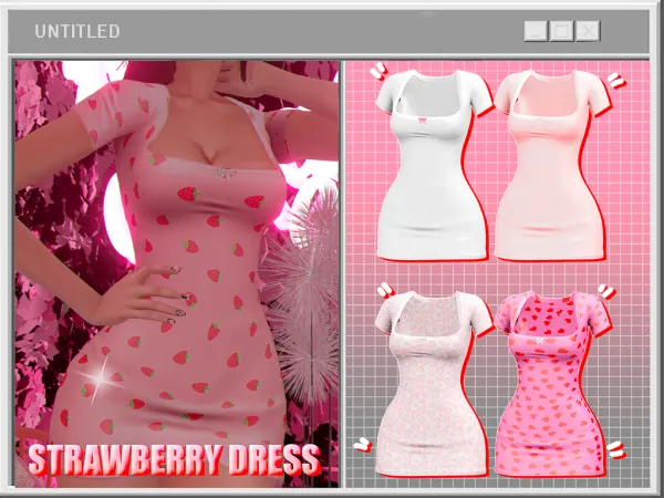Alpha Unknown66irl strawberry dress - The Sims 4 Custom Content
