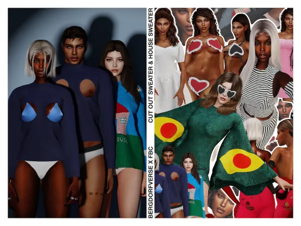 Alpha Cut Out Sweater House Sweater Fashion Brand Company (Official Collaboration) - The Sims 4 Custom Content