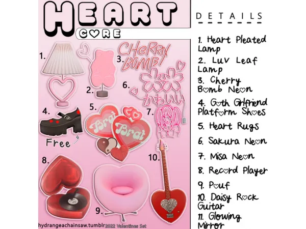 Mix HeartCore Set by Hydrangea - The Sims 4 Custom Content