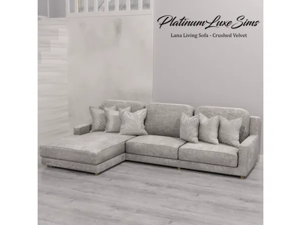 Alpha Lana Living Sofa Crushed Velvet Texture by simsfinds - The Sims 4 Custom Content