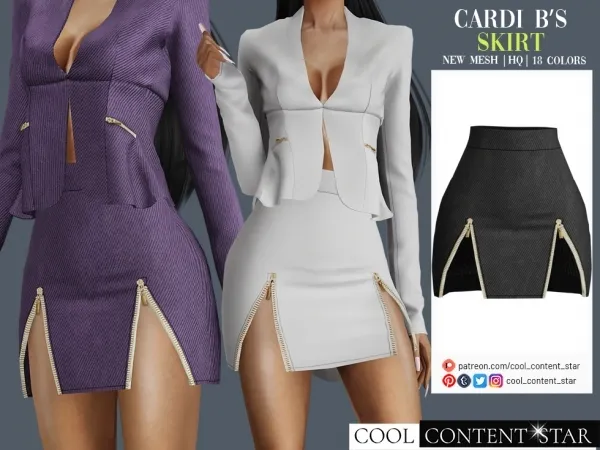 Alpha Cardi B'S Mini Skirt cool_content_star by cool_content_star - The Sims 4 Custom Content