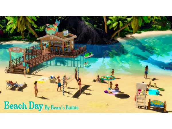 Maxis Match Beach Day by Bean's Builds - The Sims 4 Custom Content