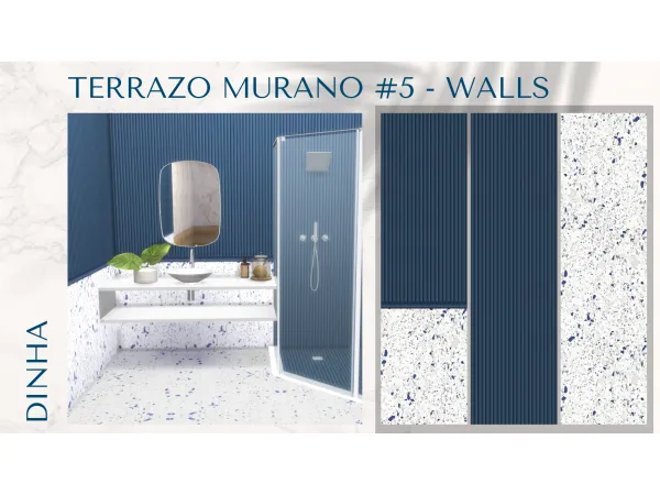 Mix Dinha Terrazo Murano 5 Walls - The Sims 4 Custom Content