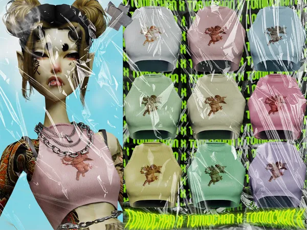 Alpha Angel Baby Top by tomiochan - The Sims 4 Custom Content