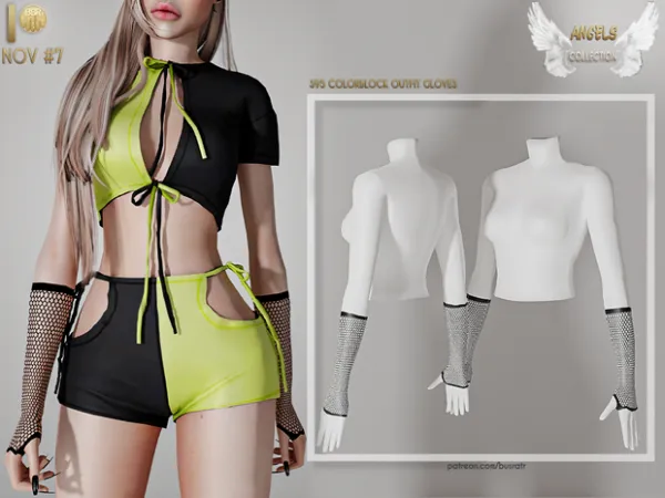 Alpha COLORBLOCK OUTFIT (GLOVES) S95 tr by busra - The Sims 4 Custom Content
