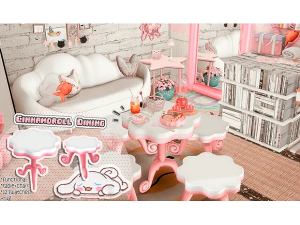 Mix Cinnamoroll Dining by Hydrangea - The Sims 4 Custom Content