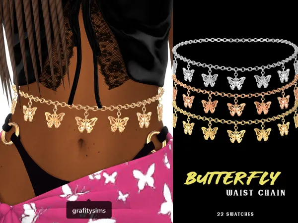 Alpha Butterfly Waist Chain - The Sims 4 Custom Content