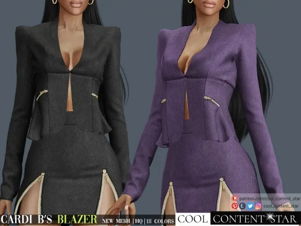 Alpha Cardi B'S Blazer cool_content_star by cool_content_star - The Sims 4 Custom Content