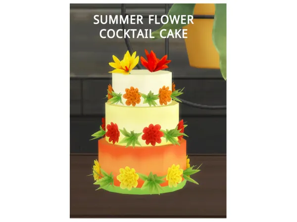Maxis Match SUMMER FLOWER COCKTAIL CAKE by icemunmun - The Sims 4 Custom Content