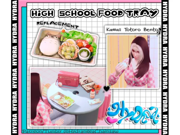 Alpha High School Food Replacement Kawaii Totoro Bento by Hydrangea - The Sims 4 Custom Content