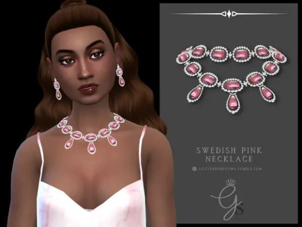 Alpha Swedish Pink Necklace by simsfinds - The Sims 4 Custom Content