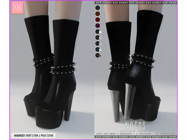 Alpha Notos Spiked Boots - The Sims 4 Custom Content