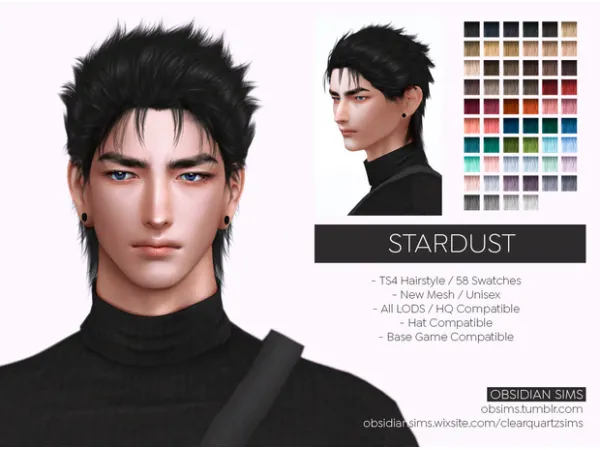 Alpha STARDUST HAIRSTYLE New mesh by OBSIDIAN SIMS - The Sims 4 Custom Content