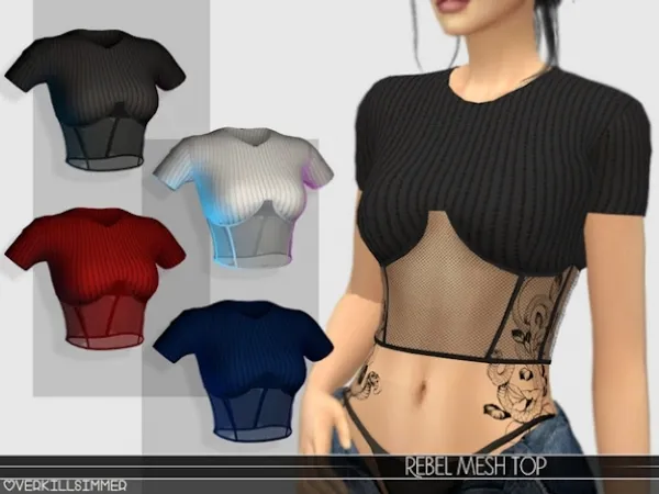 Alpha Rebel mesh top - The Sims 4 Custom Content