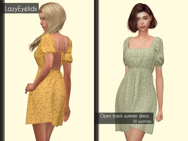 Alpha Open back summer dress - The Sims 4 Custom Content