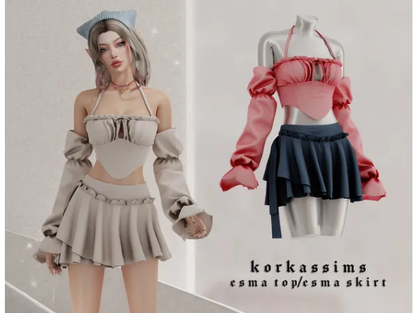 Alpha ESMA TOPSKIRT by simsfinds - The Sims 4 Custom Content