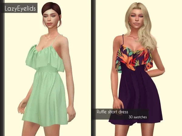 Alpha Ruffle short dress - The Sims 4 Custom Content