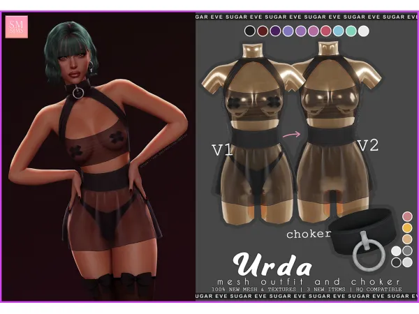 Alpha Urda Mesh Outfit Choker - The Sims 4 Custom Content