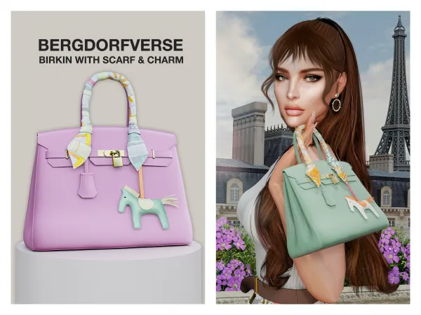 Birkin Bag with Scarf & Charm