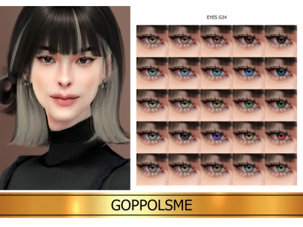 Alpha GOLD Eyes G34 (RE EDIT G11) by GPME - The Sims 4 Custom Content