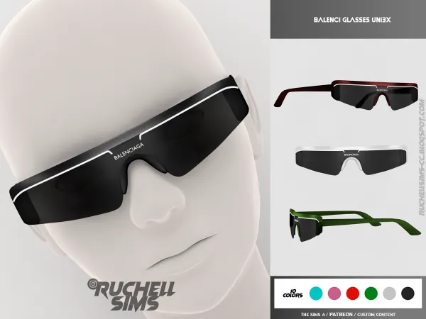 Alpha BALENCI GLASSES UNIS3X - The Sims 4 Custom Content