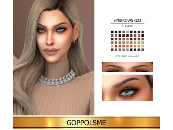 Alpha GOLD F Eyebrows G23 by GPME - The Sims 4 Custom Content