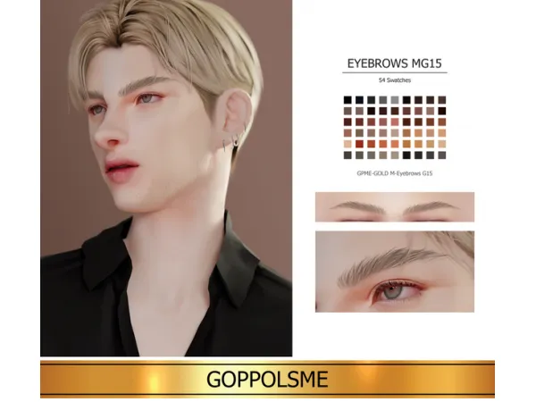 Alpha GPME GOLD M Eyebrows G15 by GoppolsMe - The Sims 4 Custom Content